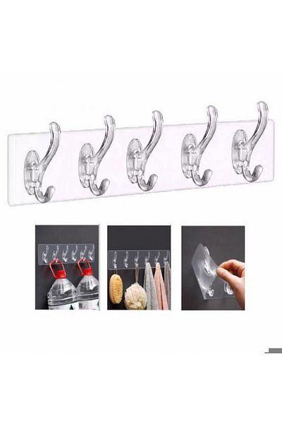 Hane216 3pcs Strong Transparent Hanger - for Door Back Kitchen Wall Bathroom