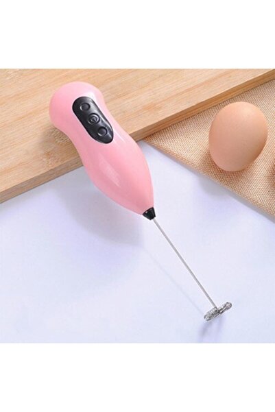 Hane216 Pilli Mini Mixer Kahve Süt Köpürtücü Karıştırıcı Pembe