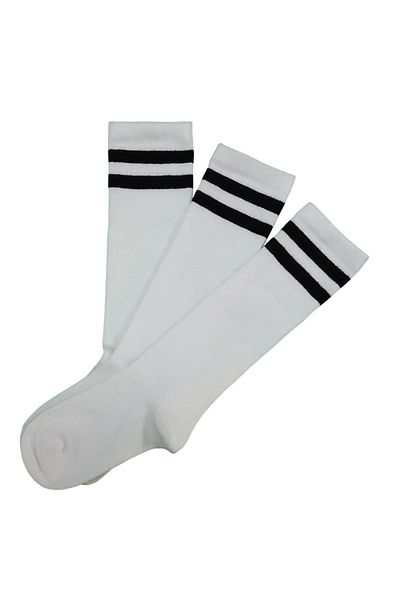 shefox 3 Pairs Girl's Knee-Length Hooped Seamless Cotton School Socks