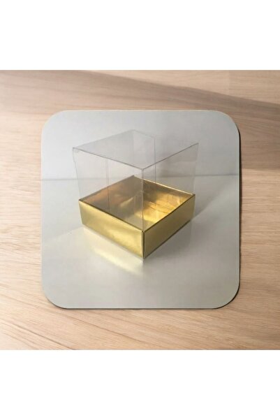 BOXSTATION 6x6x6 Asetat Kapaklı Gold/Gümüş Kutu 50 Adet
