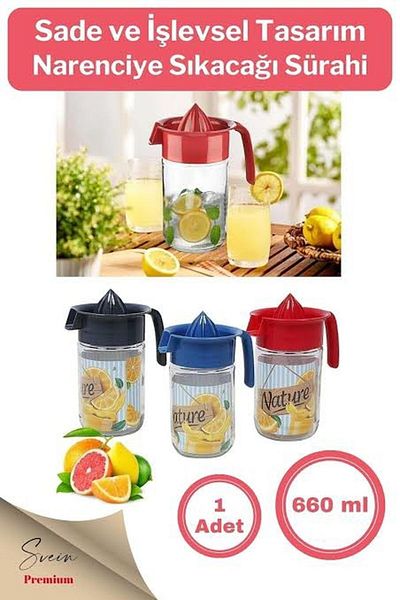 Hane216 Citrus Juicer Lemon Squeezer with Glass Bowl Jug Type 660 ml