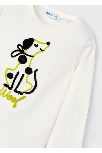 MAYORAL Tricou pentru fete - Mânecă lungă - Alb