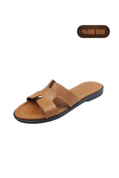 Eric Nurnberg Laura Tan Leather Slippers - Comfortable and Stylish Design