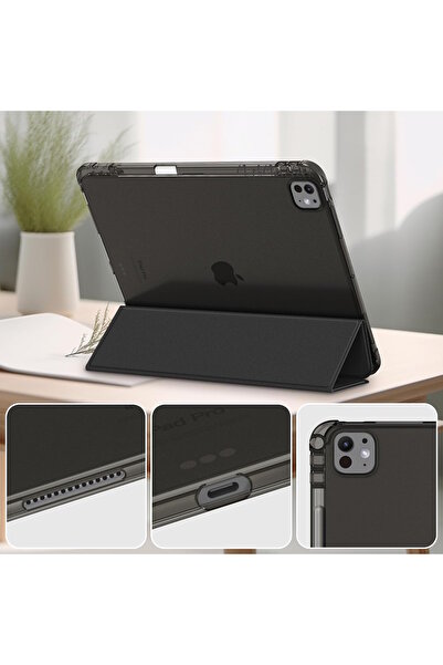m.tk moveteck İpad Pro 12.9 3 4 5 6 Uyumlu Kılıf Akıllı Smart Uyku Modlu Pen Kalem Bölmeli Katlanır Renkli Standlı