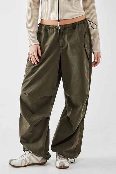 september island Khaki Y2k Baggy Tech Balloon Parachute Pants baggytechpantsparasut