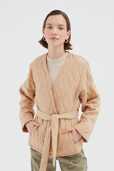 Quzu Δεμένο καπιτονέ μπουφάν Camel