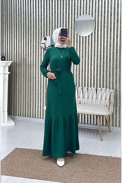 Moda Krash Seasonal Belted Dress with Hair Pattern