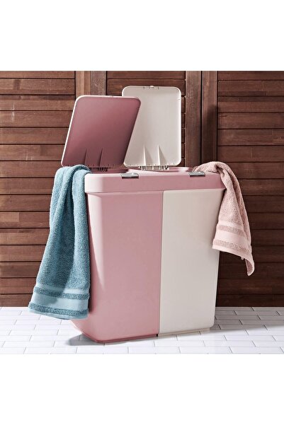 Motek Duo Laundry Çamaşır Sepeti - Pembe - 80 Lt