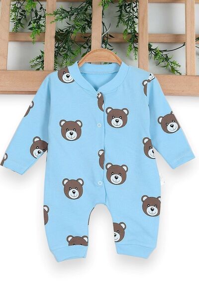 VOY KİDS 0-6 Months UNISEX Jumpsuit - Ayik Printed, Cuffed and Seasonal