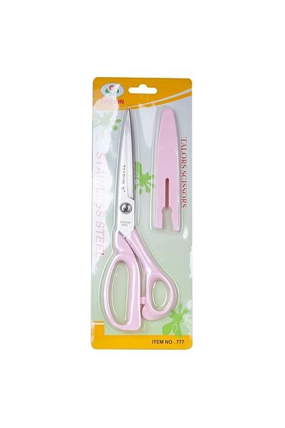 ATMACA TUHAFİYE Tailor Scissors 9'' (23cm) Pink Handle Fabric Scissors with Protection Cover