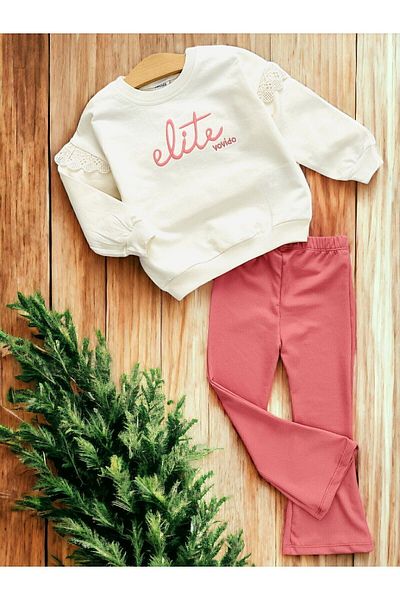Miniwill Girl's A-Line Oversize Sweatshirt and Ribbed Tights Set