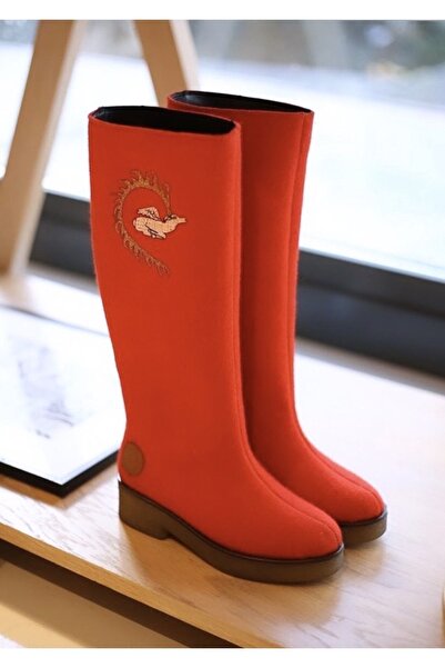 SOUL MADE -kam-kırmızı Tasarım Kadın Uzun Çizme