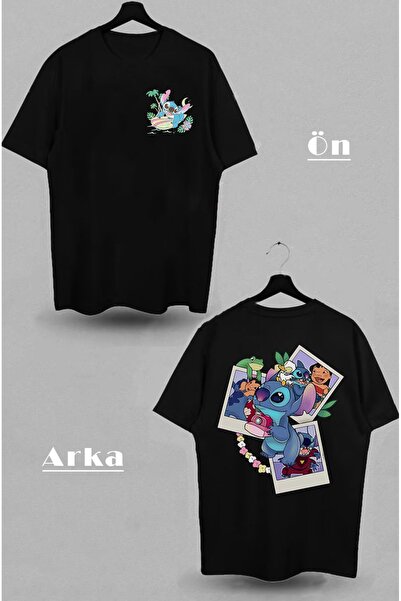 Alice Butik Lilo and Stitch Surf and Photo Μπροστινό πίσω εμπριμέ μαύρο μπλου...