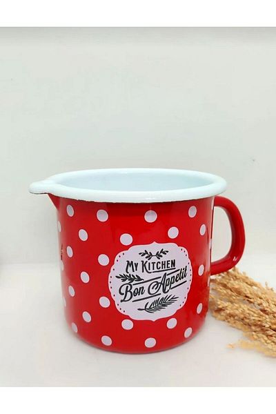 AVŞARR Retro Red Enamel Milk Jug and Egg Boiling Coffee Pot Container