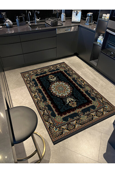 Rugs Modern Halı Koyu Tonlarda Çok Renkli Bordür Detaylı Desenli Etnik Serisi...