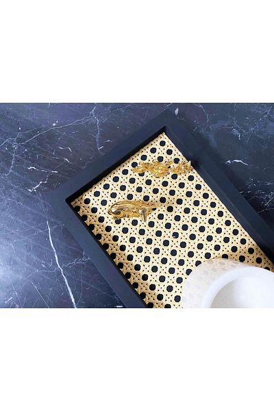RATTAN CONCEPT Rattan Tray, Hazeran Presentation Tray, Decorative Box, Presentation Holder (HAZERAN) Black SMALL SIZE 29x19 CM
