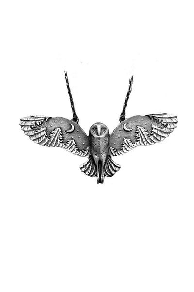 Shiny Spectra Legendary Wise Owl Symbol Steel Necklace - Metallic Color