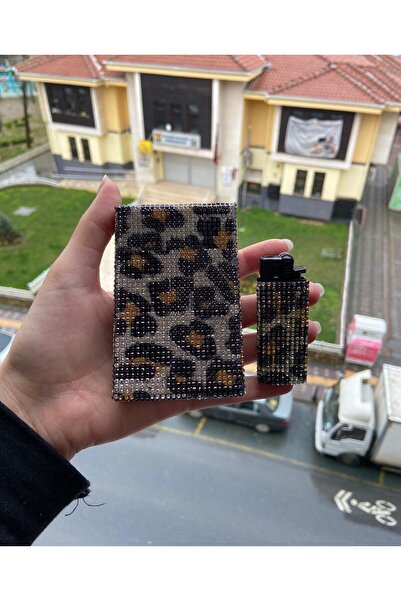 Arabasına Aşıklar Kulubü Gold Leopar Sigara Kutusu Kalın Model Ve Çakmak