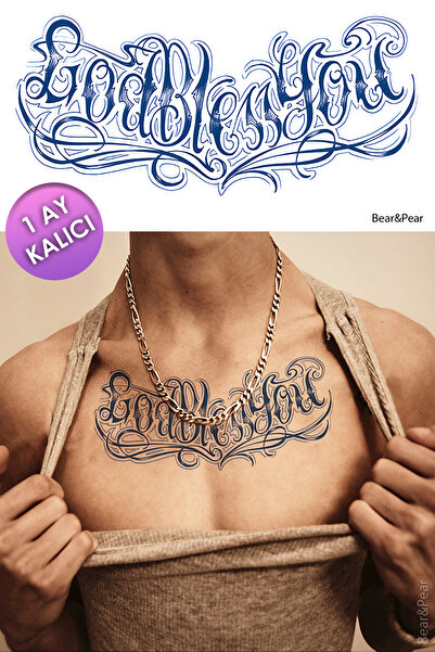 BP Tattoo 1 Ay Kalıcı Tattoo Yazı Dövmesi God Bl3ss You Dövme