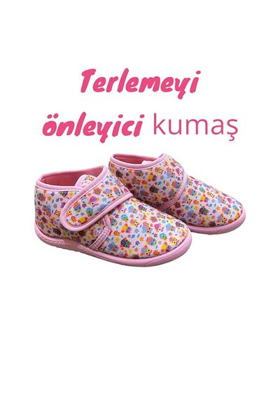 VİZYON Flexible and Non-Slip Slippers - Casual Girls and Boys Home Shoes, Velcro Nursery Kindergarten