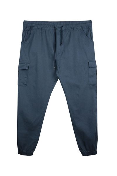 marufshop Pantaloni de jogging din lycra de mărime mare - cu buzunare cargo, albastru petrol