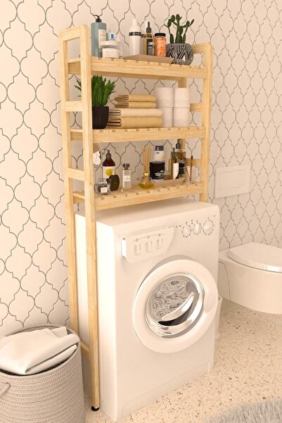 MFG AHŞAP Banyo Çamaşır Makinesi Dolabı 160x68x21 Cm