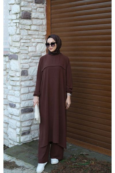 BURİSLA Set de două Hijab - Detaliat cu dungi