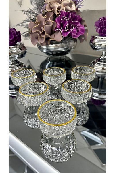 ALMARANDİ Footed Cut Turkish Delight Bowl Sugar Bowl Snack Set