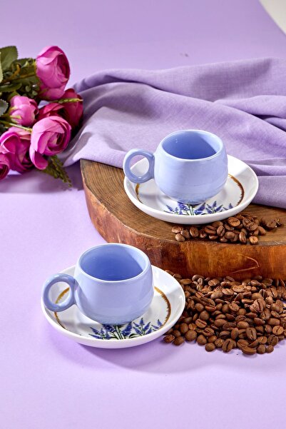 Babion طقم فناجين قهوة فاخرة من السيراميك لشخصين باللون الأسود مع كوب قهوة تركي