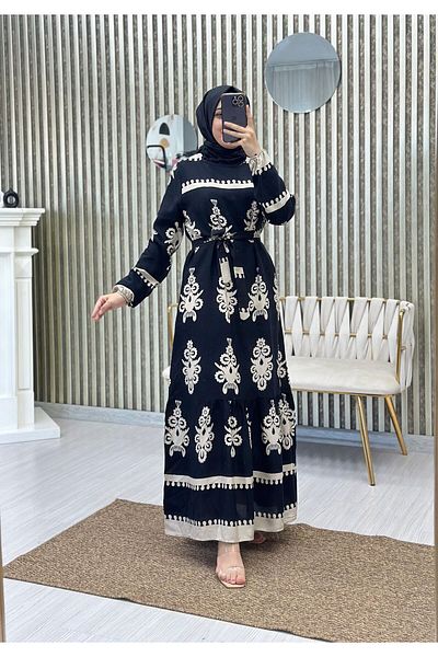 Moda Krash Summer Viscose Dress - Belt Detailed