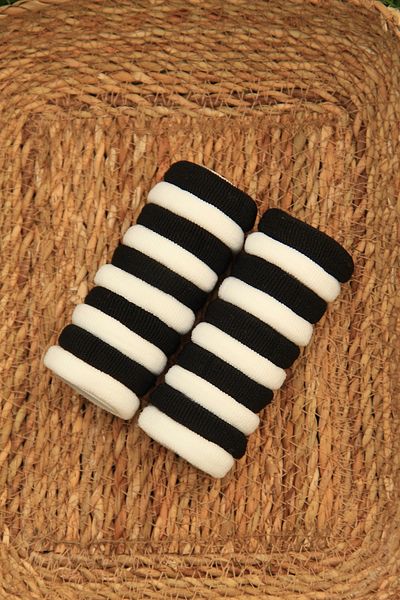 VEGA MODA Set de 20 de catarame pentru femei - alb-negru și prosop elastic