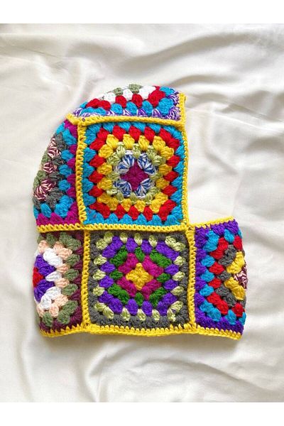 El örgüsü Crochet Balaclava with Neck Collar - Hand Knitted Beanie and Hat