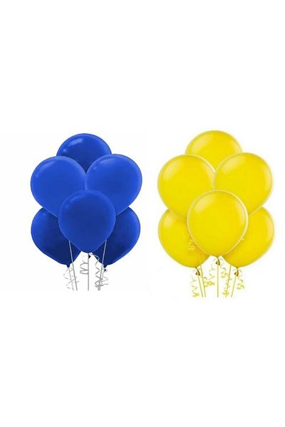 asöy Yellow and Navy Blue Balloon for Birthday Party - 10 Pieces