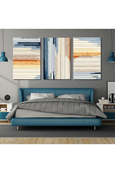 GAAGART 3'lü Kanvas Duvar Tablosu Seti Dikey ve Yatay Çizgisel Tasarım