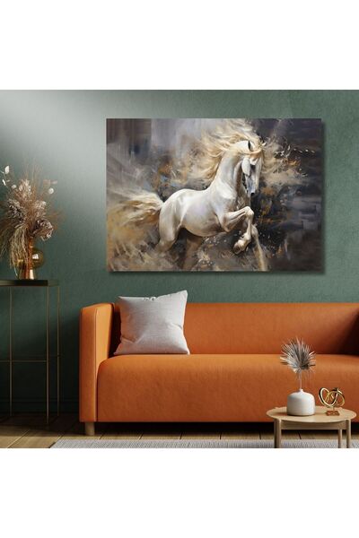 GAAGART Tekli Yatay Kanvas Tablo Kaliteli Baskı Koşan At Portresi
