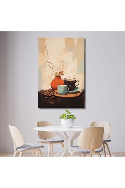 GAAGART Tekli Dikey Kanvas Mutfak Tablosu Kahve Köşesi Çizgisel Fincan