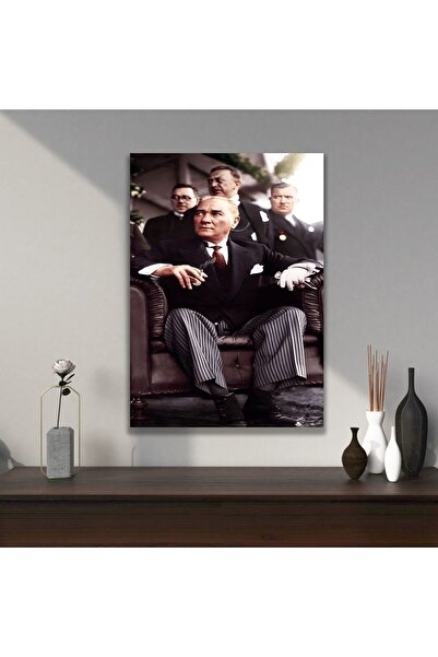 GAAGART Tekli Dikey Kanvas Ofis Tablosu Oturan Atatürk Portresi