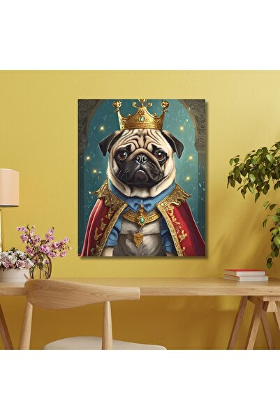 Single Vertical Canvas Wall Table King Costume Pug Dog