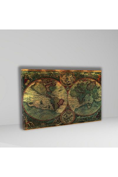 GAAGART Single Horizontal Canvas Painting High Quality Old World Map