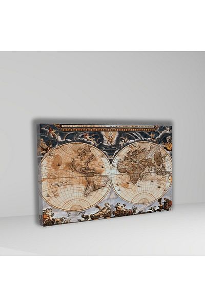 GAAGART Single Horizontal Canvas Painting World Map and People
