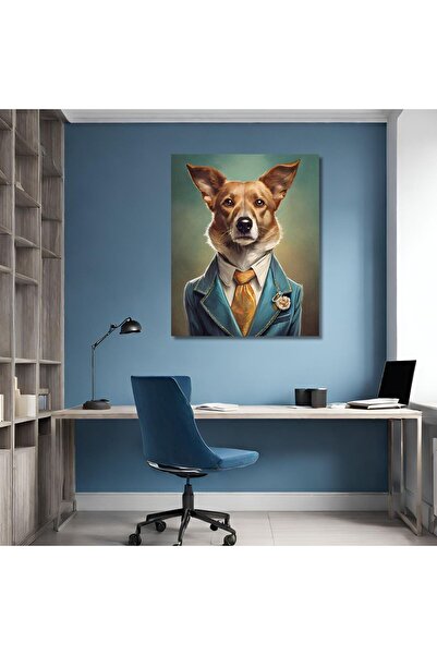 Single Vertical Canvas Wall Table Brown Dog in Suit