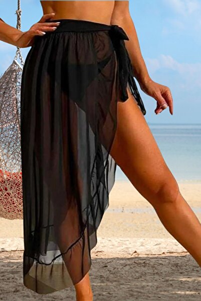 Anastasia Underwear Ruffled Black Pareo - Swimsuit Top, Single Jersey Tulle Sides 66000S