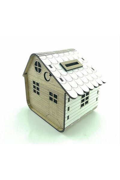 DOĞAN LİFE Mini Size Wooden House Piggy Bank