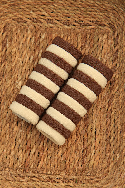 VEGA MODA Kadın 20'li Kahve, Bej Toka, Havlu Lastik Toka Seti, Kadın Lastik S...