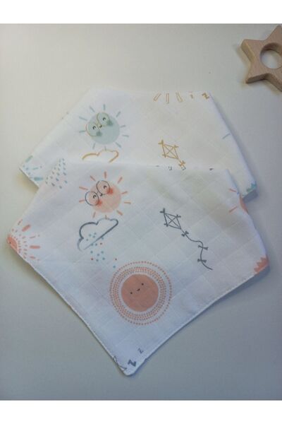 sbbaby طقم مريلة أطفال من الموسلين مكون من قطعتين (طبقة مزدوجة مع أزرار كبس م...