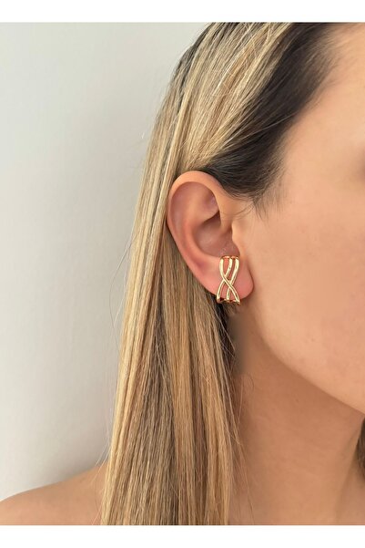 Lavian Accessories Çapraz Sarmal Cuff Küpe