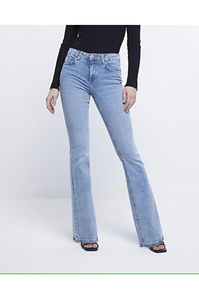 WODDİ جينز دارلا عالي الخصر من الدنيم - غسول ثلجي لا يبهت، بنطال ليكرا ذو ساق...