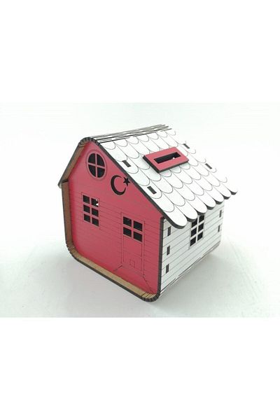 DOĞAN LİFE Mini Size Wooden House Piggy Bank