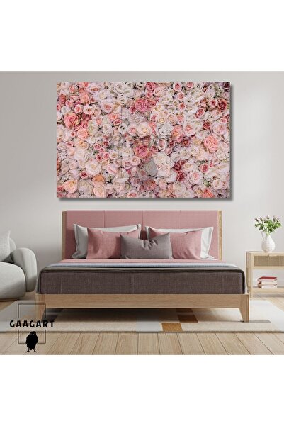 GAAGART Tekli Yatay Kanvas Salon Duvar Tablosu Pembe Tonlarda Çiçek