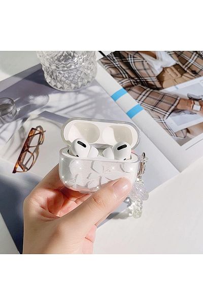 daystar AirPods Pro and Pro 2. Transparent Butterfly Patterned Bead Buckle Headphone Case Compatible with Ile